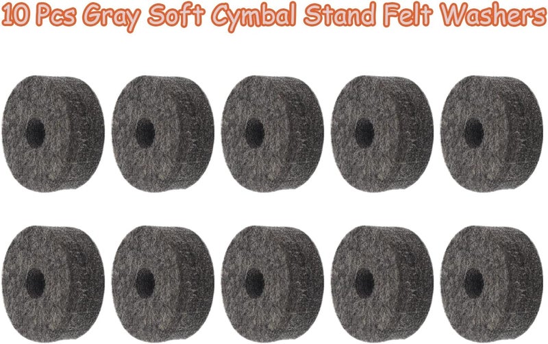 CashBeat 10 Pcs Gray Soft Cymbal Stand Felt Washers, Round Drum Felts Replacement, Protect Cymbals & Enhance Sound, Essential Accessories for Drummers - Image 3
